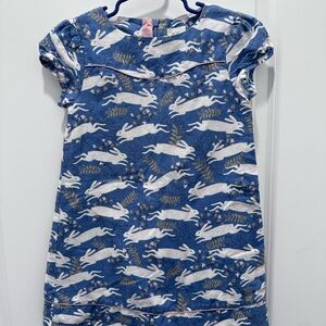 Mini Boden Navy Blue Dress with White Rabbit Print